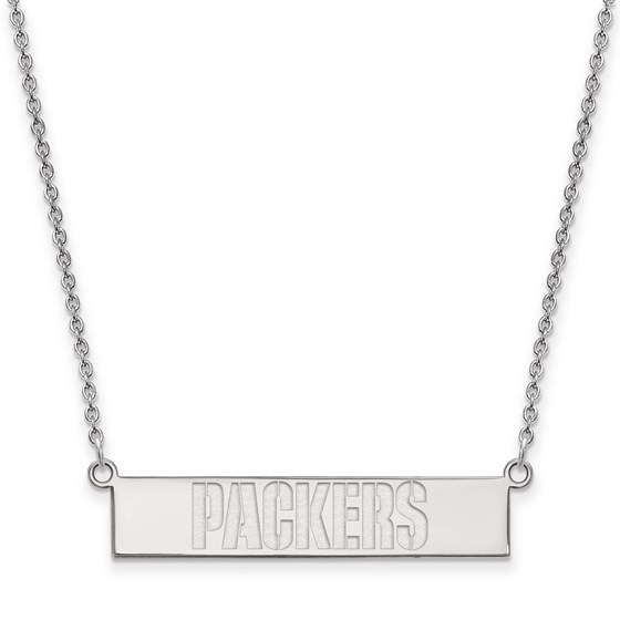 Sterling Silver Green Bay Packers Small Bar Necklace Sterling Silver Green Bay Packers Small Bar Necklace
